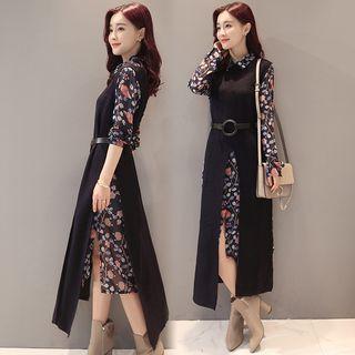 Set: Printed Shirtdress + Knit Dress