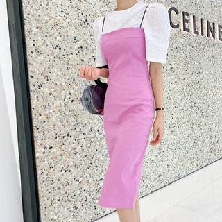Spaghetti-strap Linen Blend Tube Dress