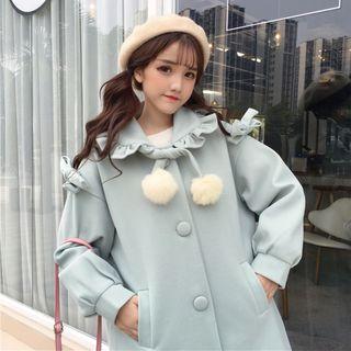 Pom Pom Buttoned Coat