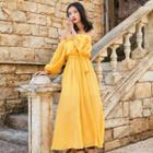 Long-sleeve A-line Midi Sun Dress