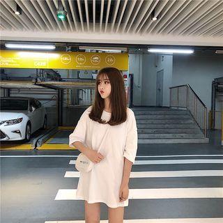 Open Back Elbow-sleeve T-shirt Dress