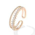Rhinestone Layered Open Ring Open Ring - Rose Gold - One Size