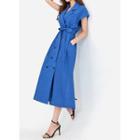 Cap-sleeve Long Trench Dress With Sash
