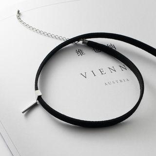 Sterling Silver Bar Choker Necklace - S925 Silver - Black - One Size
