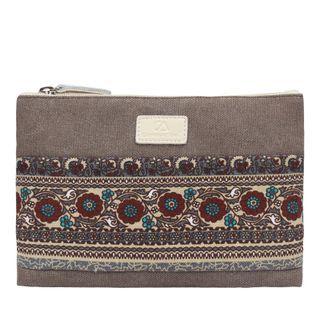 Floral Print Canvas Zip Pouch