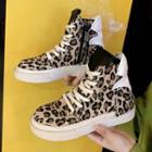 Leopard Lace Up Short Boots