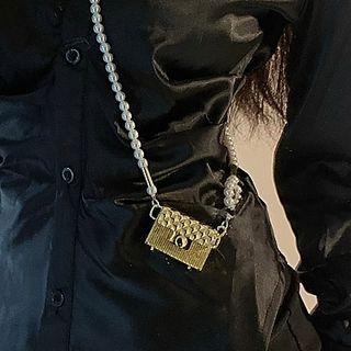 Faux Pearl Mini Pouch Belt