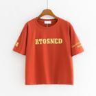 Letter Applique Short-sleeve T-shirt