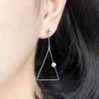 925 Sterling Silver Faux Pearl Triangle Drop Earrings