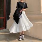 Single-button Blazer / Asymmetric Midi Chiffon A-line Skirt