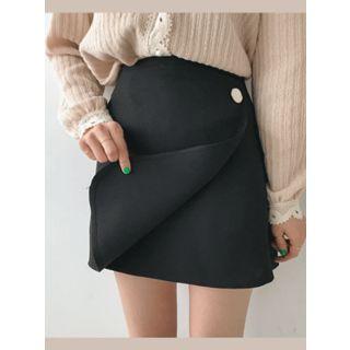 Band-waist Mini Wrap Skirt