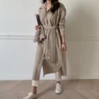 Check Flannel Long Shirtdress Beige - One Size