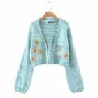 Print Open-front Cardigan Blue - One Size