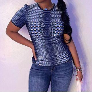 Short Sleeve Pattern-print Crop Top