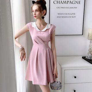 Contrast Trim Sleeveless Mini A-line Dress