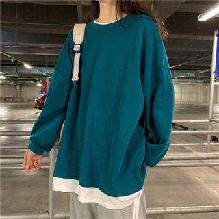 Mock Two-piece Loose-fit Sweatshirt