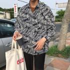 Leaf Print 3/4-sleeve Shirt