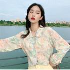 Flower Printed Long-sleeve Shirt As Figure - One Size