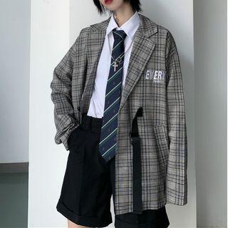 Lettering Plaid Blazer