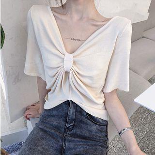 Short-sleeve Draped Knit Top