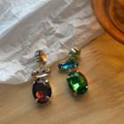 Faux Crystal Dangle Earring 1 Pair - Green & Dark Red - One Size