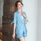 Short-sleeve One-button Blazer / Dress Shorts / Camisole Top