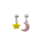 Sterling Silver Asymmetrical Drop Earring 1 Pair - Yellow & Pink - One Size