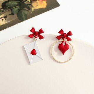 Heart Envelope Asymmetrical Alloy Dangle Earring