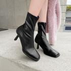 Square-toe Flared-heel Ankle Boots