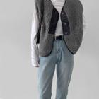 Corduroy-trim Sherpa-fleece Vest