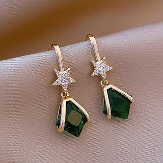 Star Rhinestone Faux Crystal Dangle Earring 1 Pair - Green - One Size