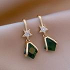 Star Rhinestone Faux Crystal Dangle Earring 1 Pair - Green - One Size