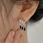 Rhinestone Alloy Dangle Earring A3779 - 1 Pair - Silver & Black - One Size
