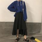 Plain Hoodie / Midi Asymmetric Skirt