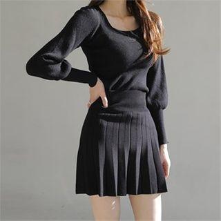 High-waist Accordion-pleat Mini Skirt
