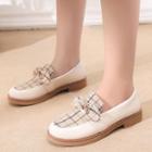 Plaid Fabric Panel Loafers