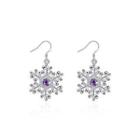 Fashion Snowflake Earrings With Purple Cubic Zircon Silver - One Size