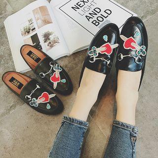 Embellished Heart Mules