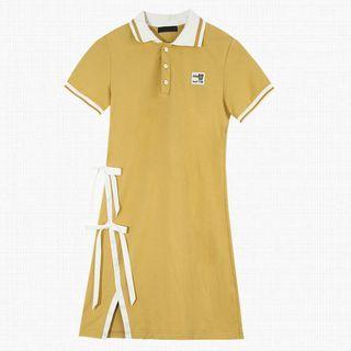 Short-sleeve Bow A-line Polo Dress