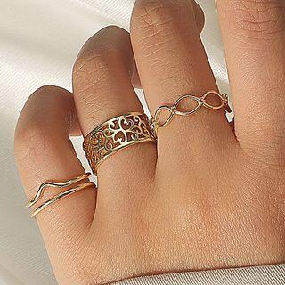 Set Of 3: Wirework Alloy Open Ring (various Designs)