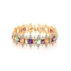 Fashion Luxury Plated Gold Geometric Color Cubic Zirconia Bracelet 19cm Golden - One Size