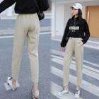 High-waist Plain Cropped Tapered Pants