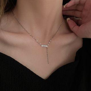 Bar Lettering Pendant Alloy Choker 1 Pc - Bar Lettering Pendant Alloy Choker - Silver - One Size