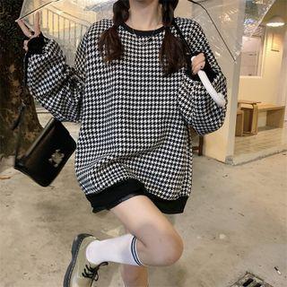 Houndstooth Oversized Sweatshirt