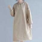 Pocketed Pullover Dress Almond - One Size