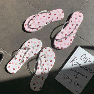 Heart Print Flip Flops