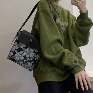 Floral Flap Bucket Bag Black - One Size