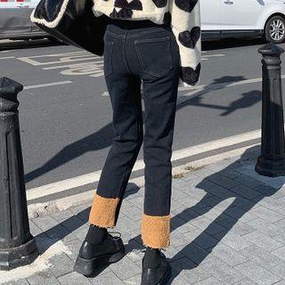 Mid Rise Cropped Straight Leg Jeans
