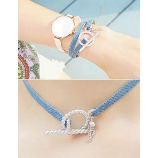 Metallic-buckle Denim Choker
