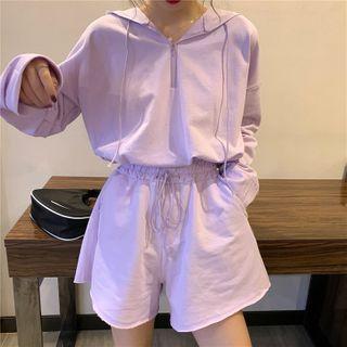 Set: Half-zip Hoodie + Drawstring Shorts